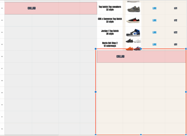 Oopbuy Spreadsheet - 6 Links SHOES, 86-92 Right Side